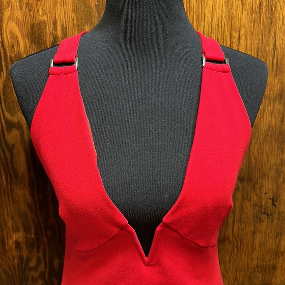 NBD Red Plunge Mini Dress - Picture 2 of 4